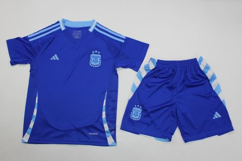 Argentina 2024 Kids Copa America Away Soccer Jersey And Shorts