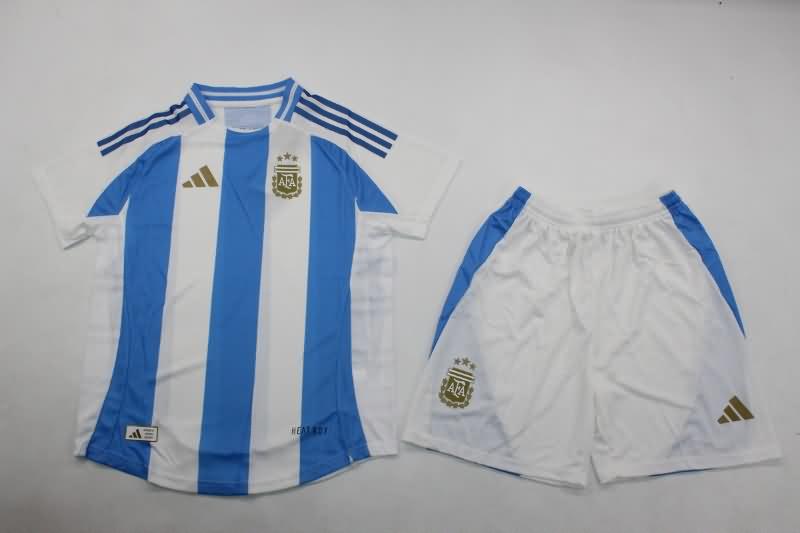 Argentina 2024 Kids Copa America Home Soccer Jersey And Shorts (Player)