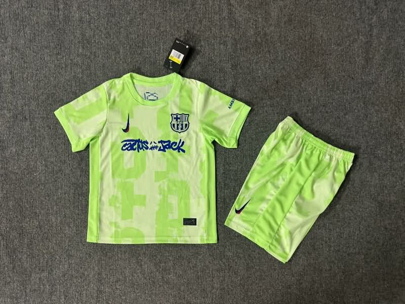 Barcelona 24/25 Kids Third Soccer Jersey And Shorts Sponsor 03