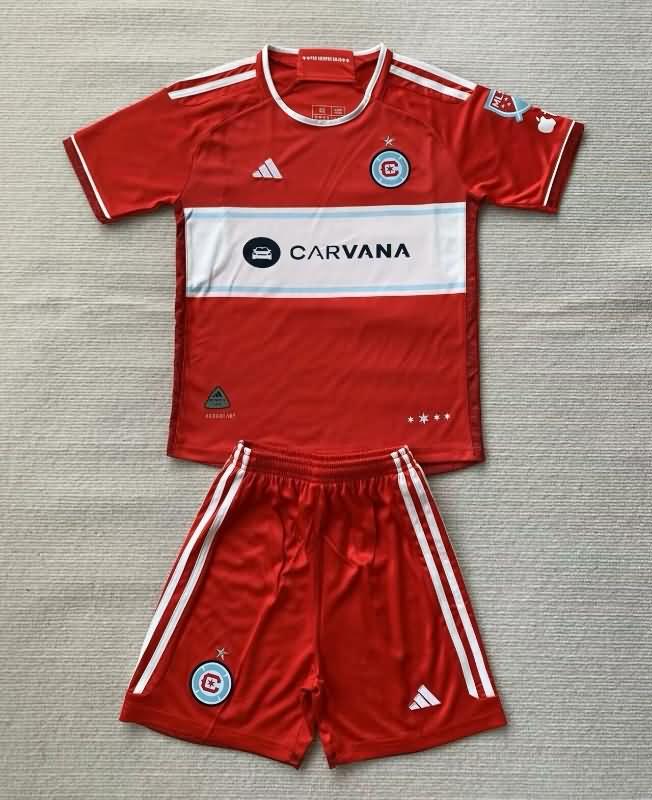 Chicago Fire 2024 Kids Home Soccer Jersey And Shorts