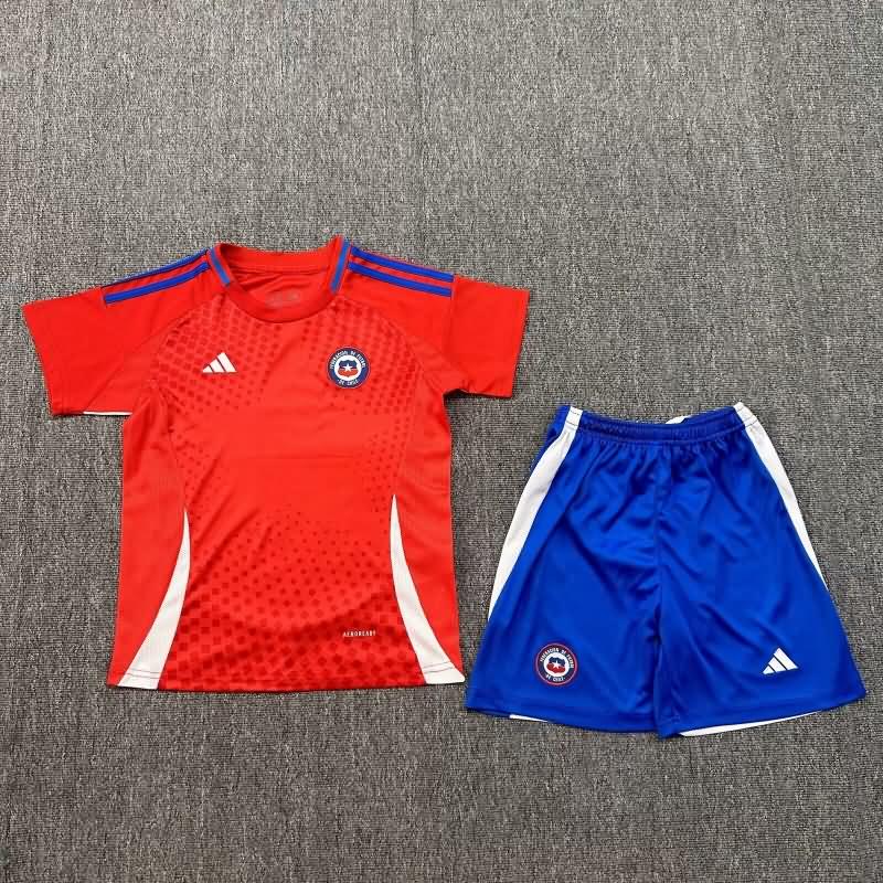 Chile 2024 Kids Copa America Home Soccer Jersey And Shorts