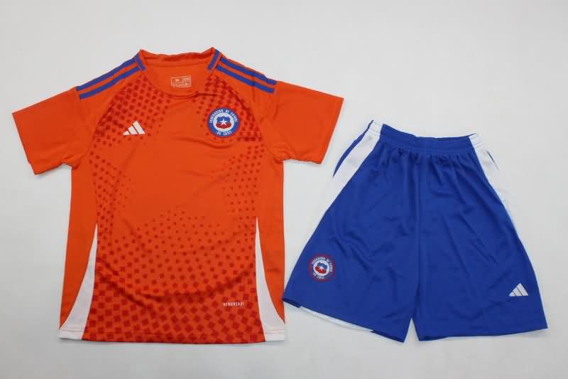 Chile 2024 Kids Copa America Home Soccer Jersey And Shorts