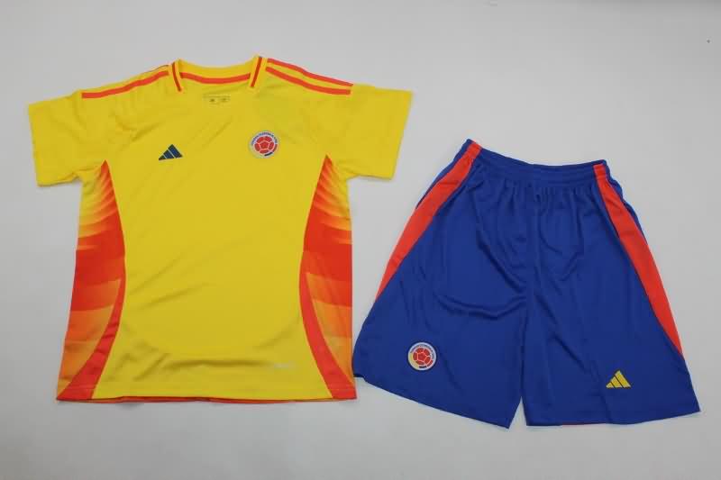 Colombia 2024 Kids Copa America Home Soccer Jersey And Shorts