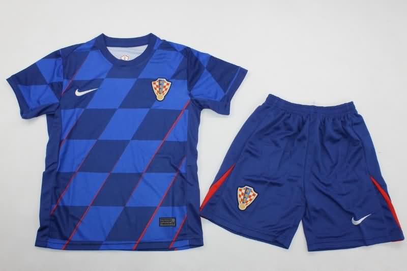 Croatia 2024 Kids Away Soccer Jersey And Shorts