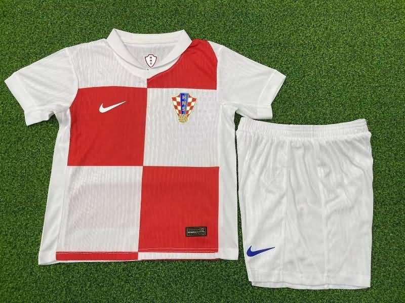 Croatia 2024 Kids Home Soccer Jersey And Shorts (Player)