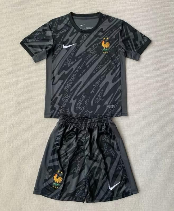 France 2024 Kids Goalkeeper Black Soccer Jersey And Shorts