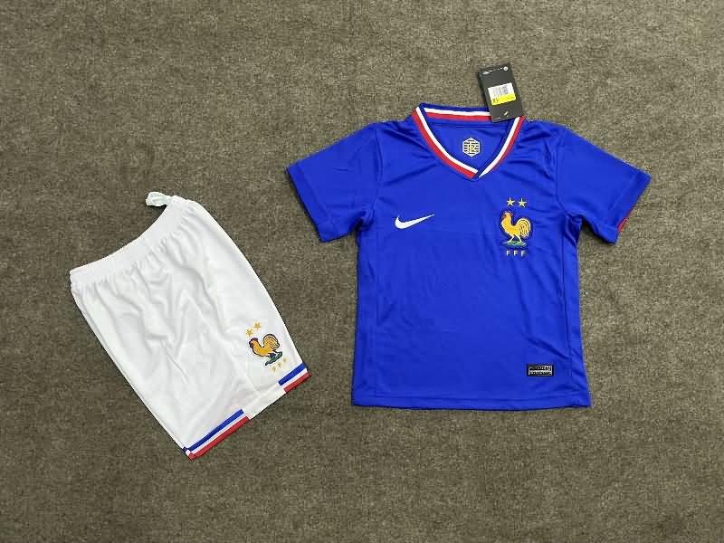 France 2024 Kids Home Soccer Jersey And Shorts