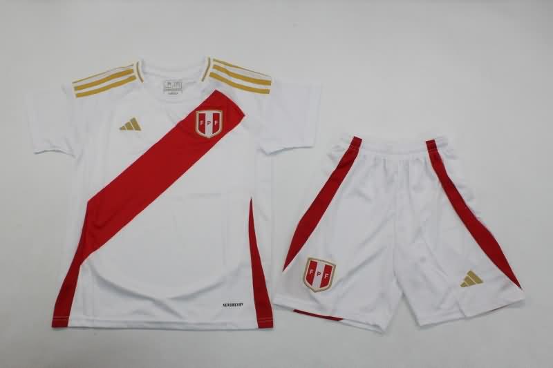 Peru 2024 Kids Copa America Home Soccer Jersey And Shorts