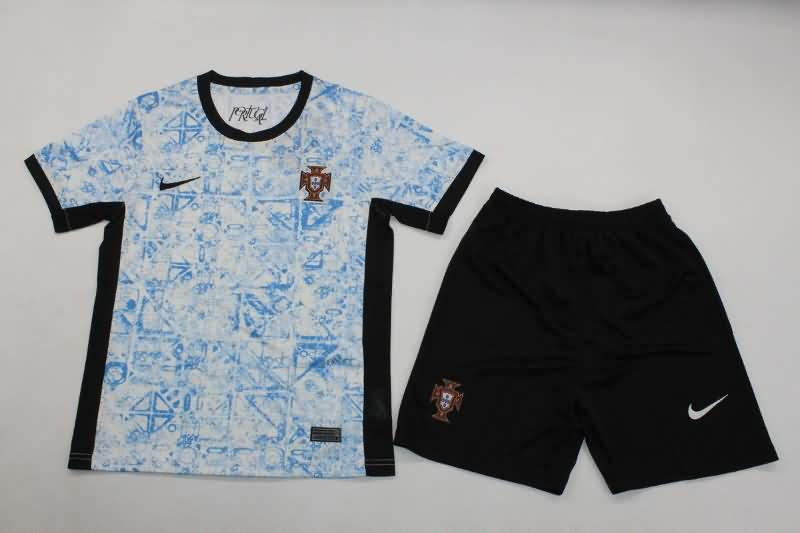 Portugal 2024 Kids Away Soccer Jersey And Shorts