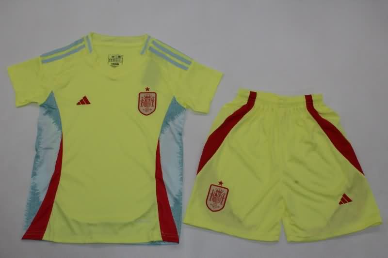 Spain 2024 Kids Away Soccer Jersey And Shorts