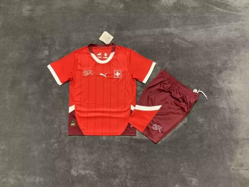 Switzerland 2024 Kids Home Soccer Jersey And Shorts