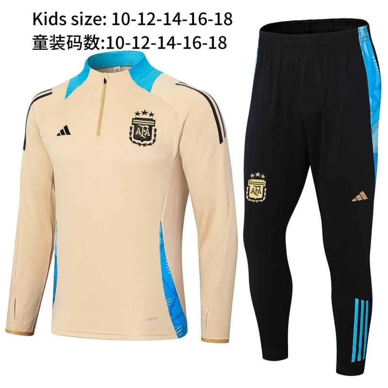 Argentina 2024 Kids Gold Soccer Tracksuit