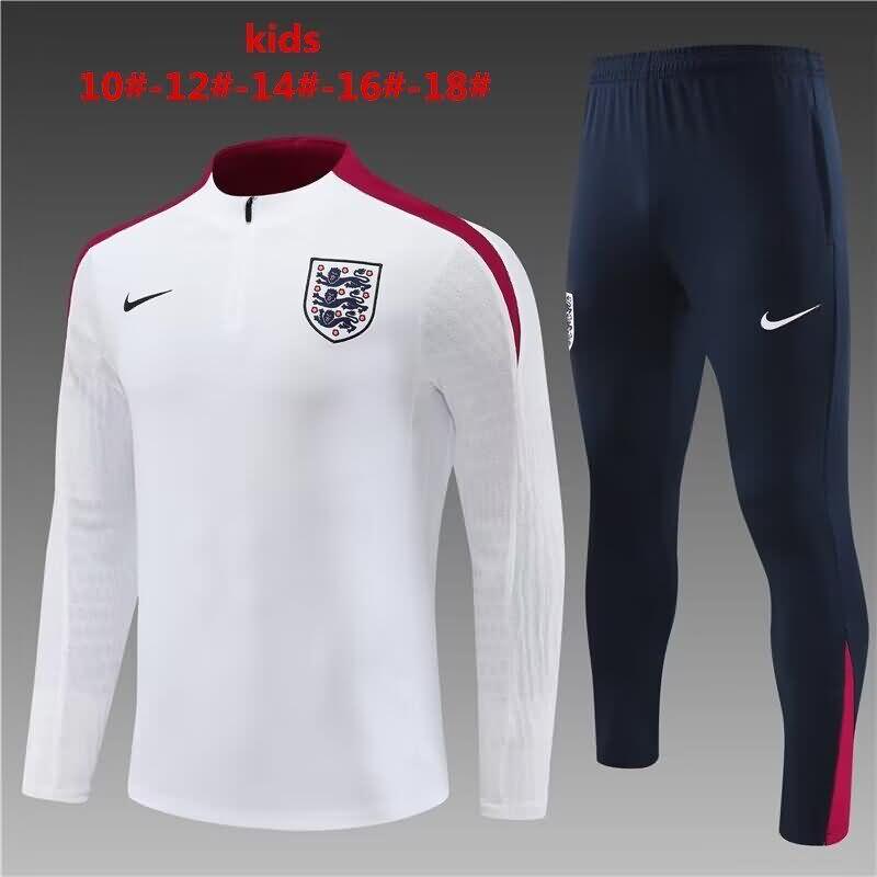 England 2024 Kids White Soccer Tracksuit