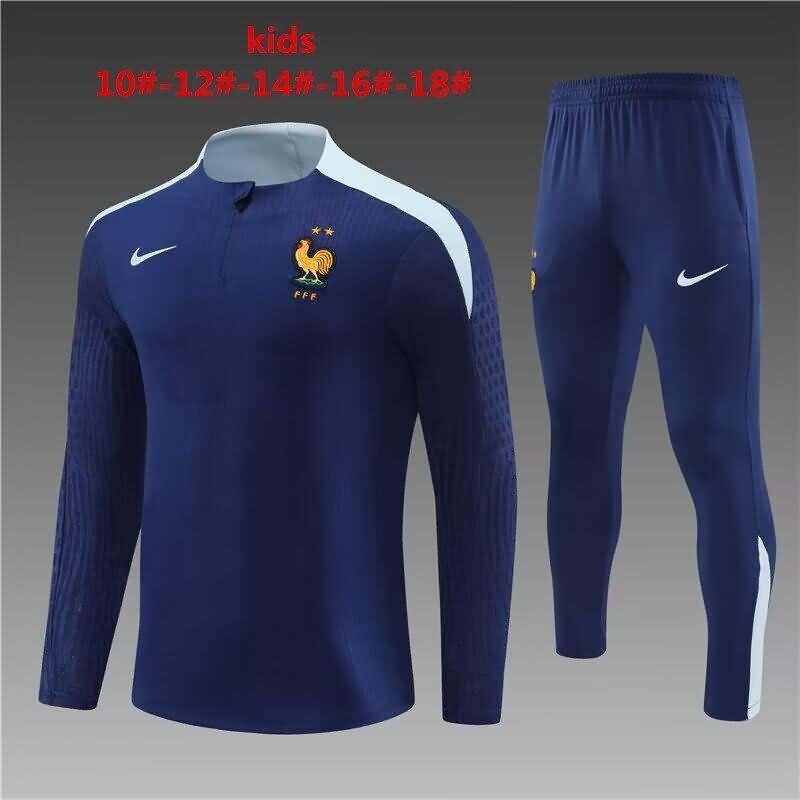 France 2024 Kids Dark Blue Soccer Tracksuit