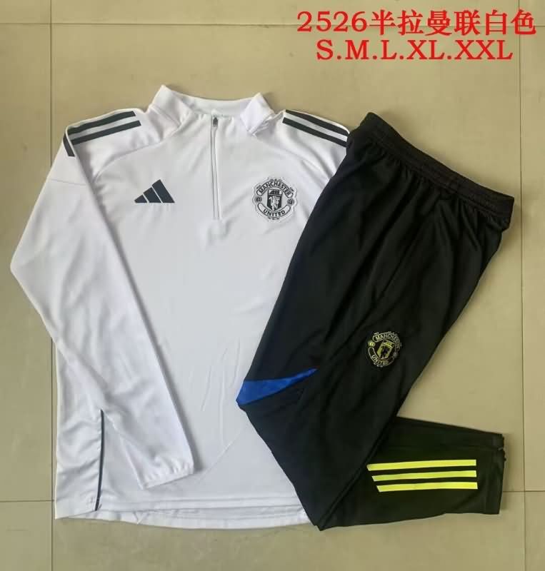 AAA(Thailand) Manchester United 24/25 White Soccer Tracksuit 03