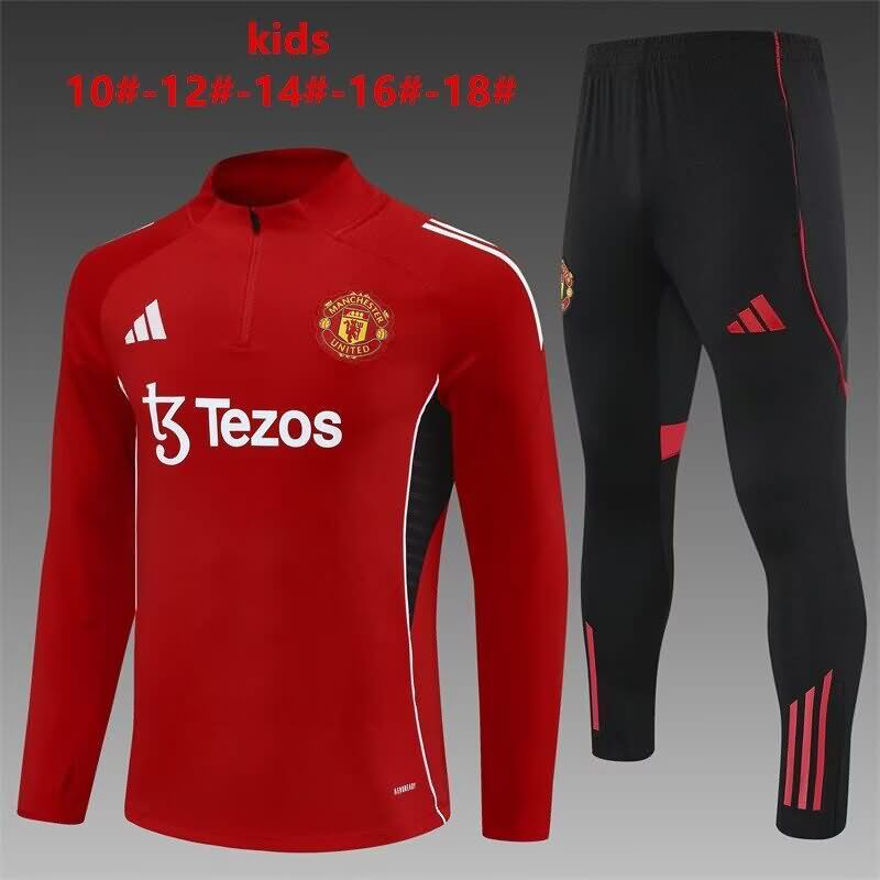 Manchester United 24/25 Kids Red Soccer Tracksuit 05