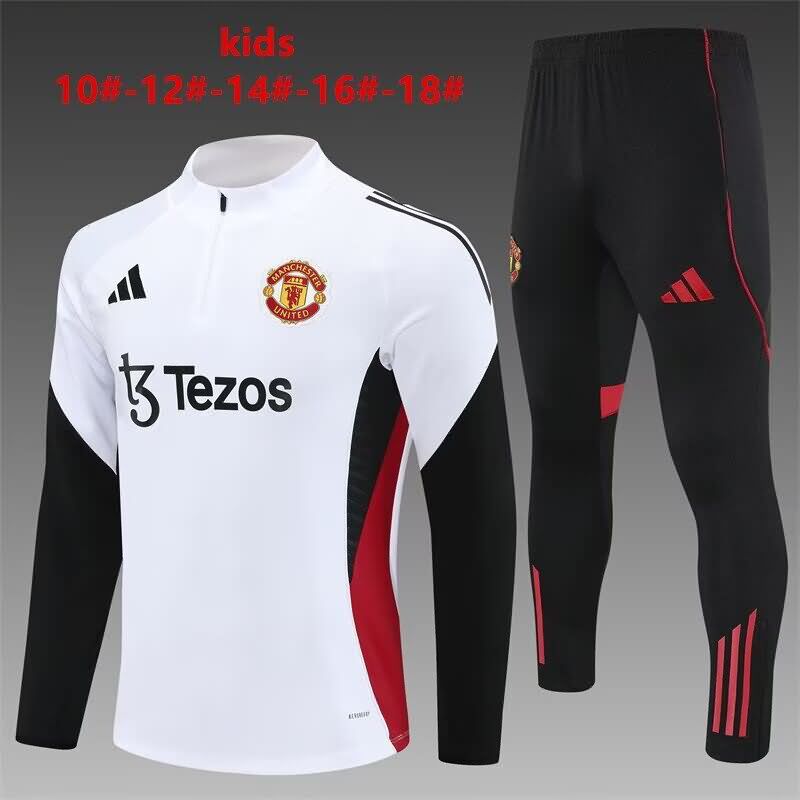 Manchester United 24/25 Kids White Soccer Tracksuit 02