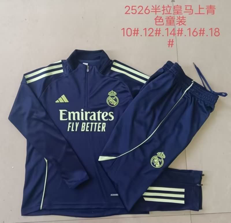 Real Madrid 24/25 Kids Dark Blue Soccer Tracksuit 05
