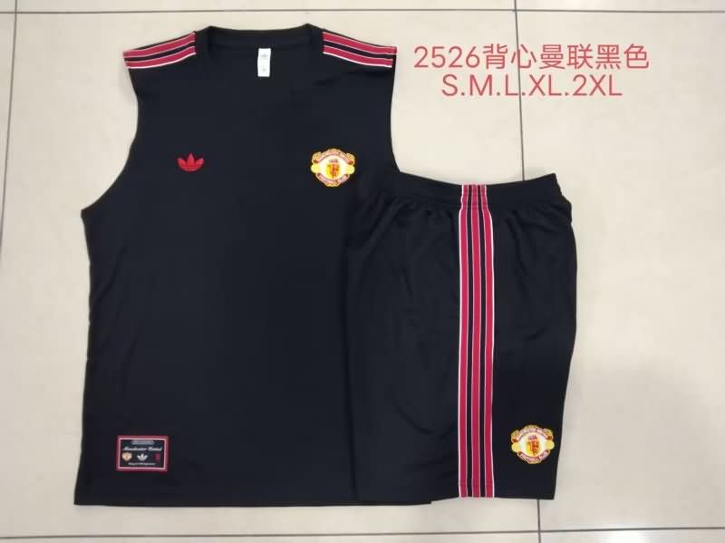 AAA(Thailand) Manchester United 24/25 Black Soccer Training Sets 03