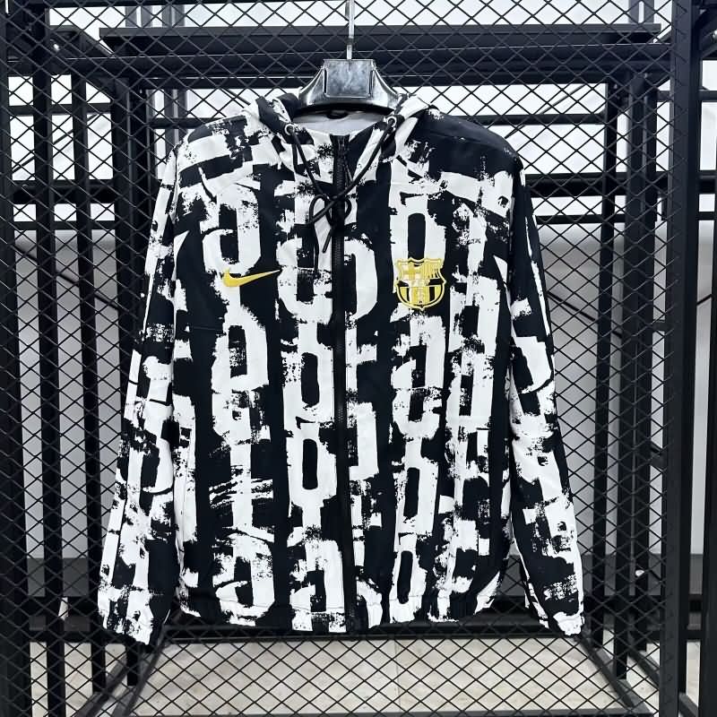 AAA(Thailand) Barcelona 24/25 White Black Soccer Windbreaker