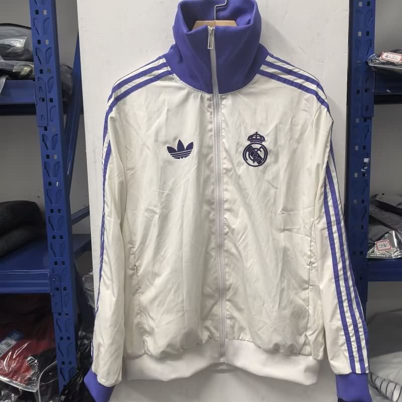 AAA(Thailand) Real Madrid 24/25 White Soccer Windbreaker 06