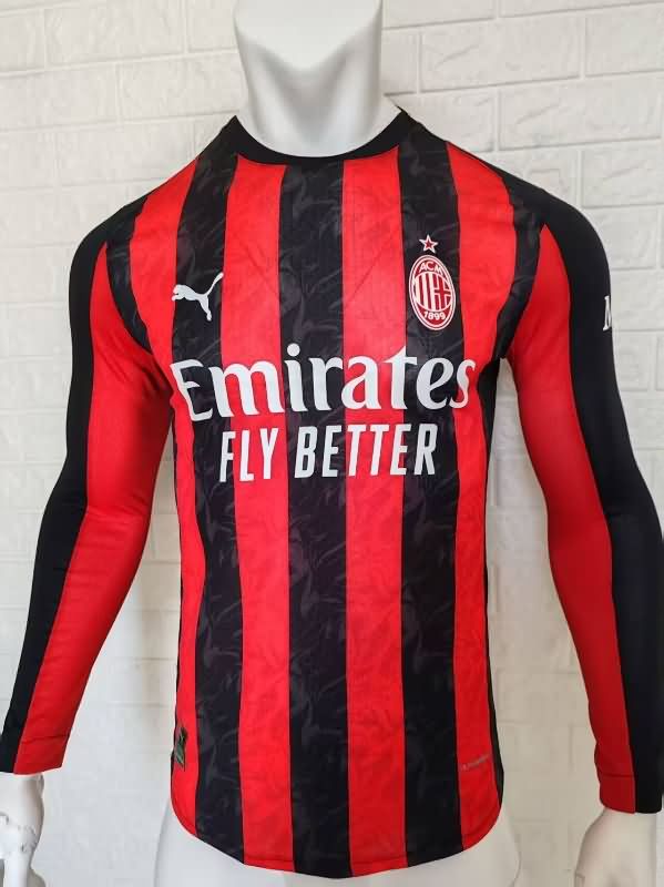 AAA(Thailand) AC Milan 25/26 Home Long Sleeve Soccer Jersey (Player)