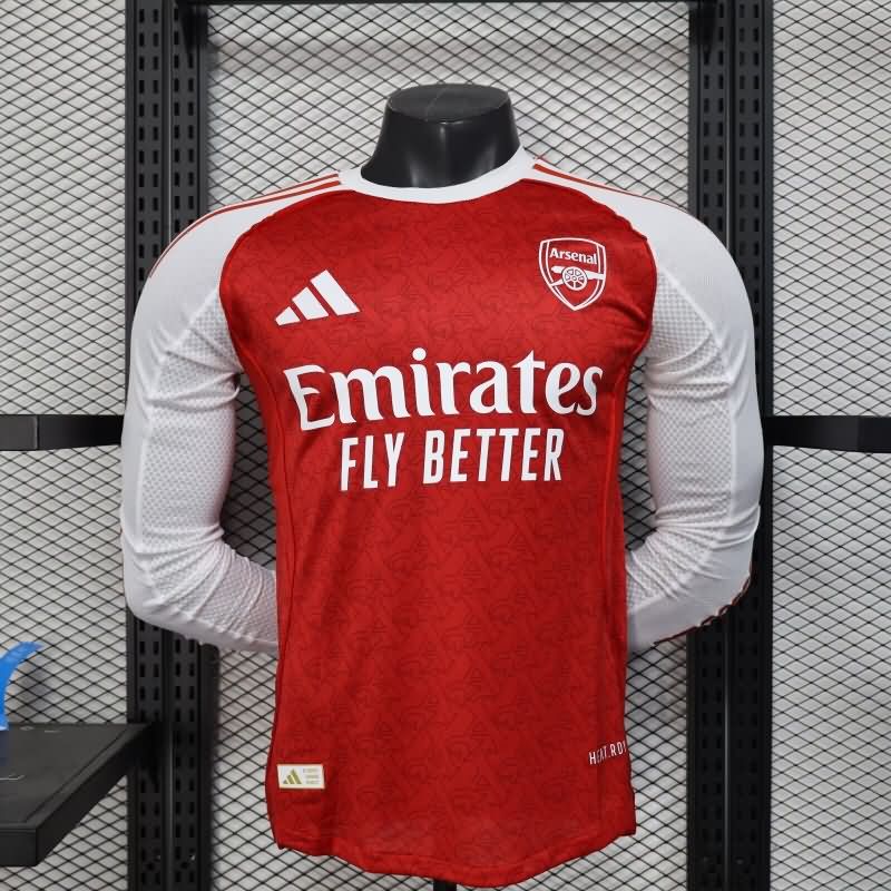 AAA(Thailand) Arsenal 25/26 Home Long Sleeve Soccer Jersey(Player)