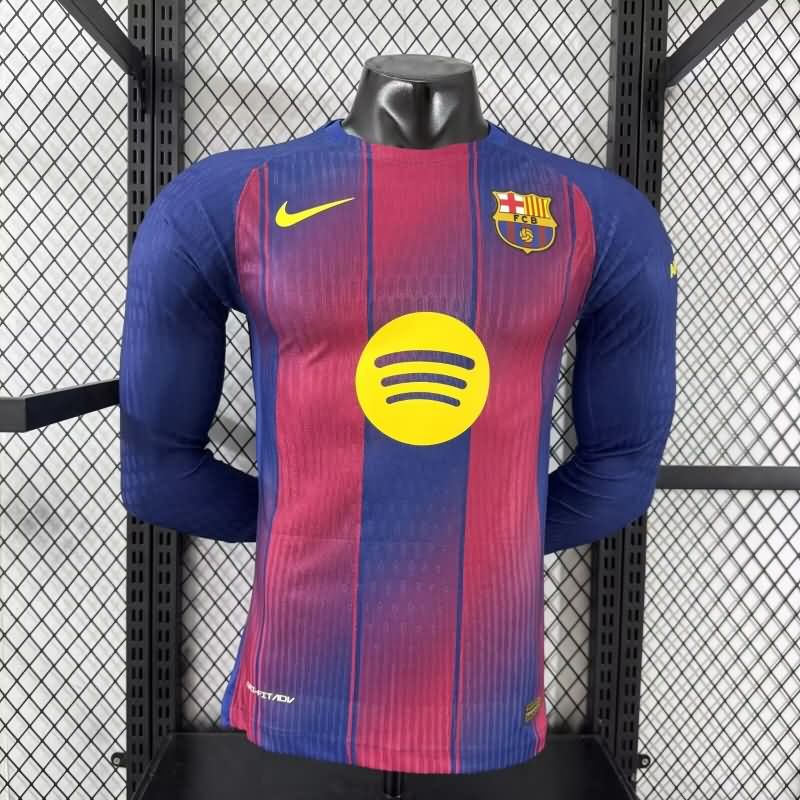 AAA(Thailand) Barcelona 25/26 Home Long Sleeve Soccer Jersey (Player)