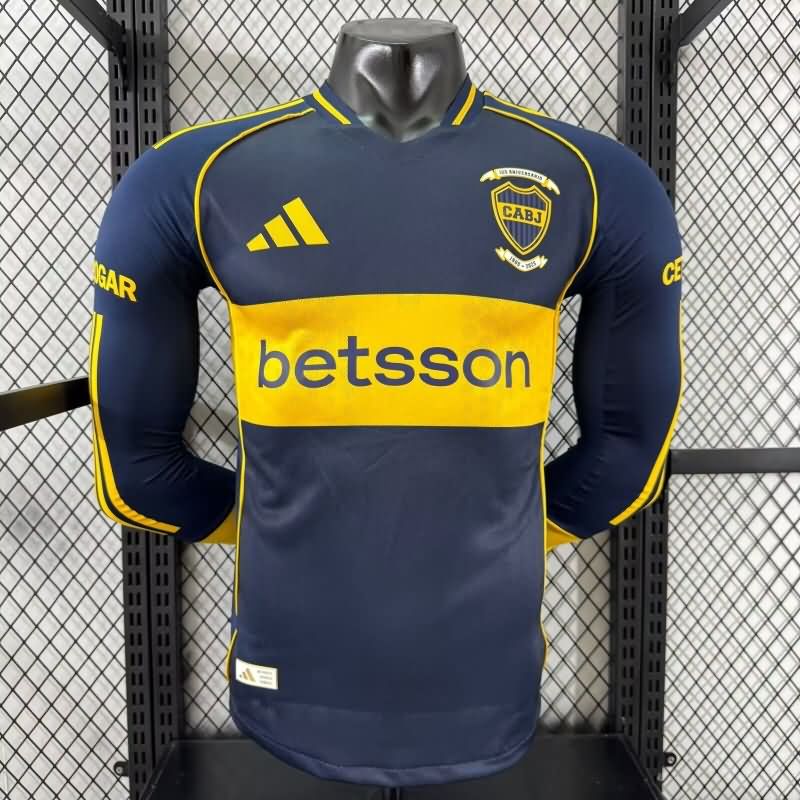 AAA(Thailand) Boca Juniors 2025 Home Long Sleeve Soccer Jersey (Player)
