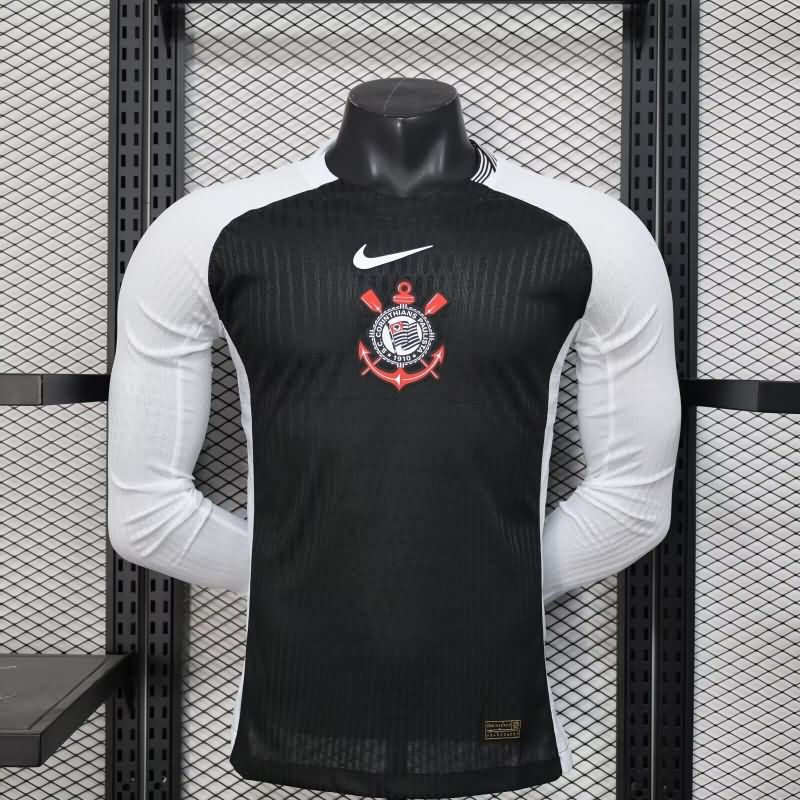 AAA(Thailand) Corinthians 2025 Away Long Sleeve Soccer Jersey (Player)