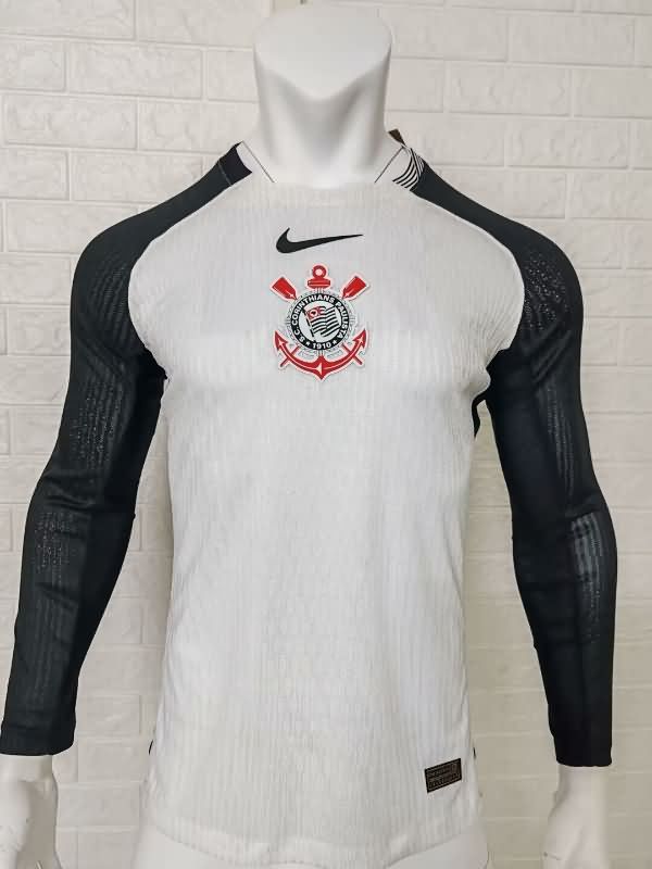 AAA(Thailand) Corinthians 2025 Home Long Sleeve Soccer Jersey (Player)