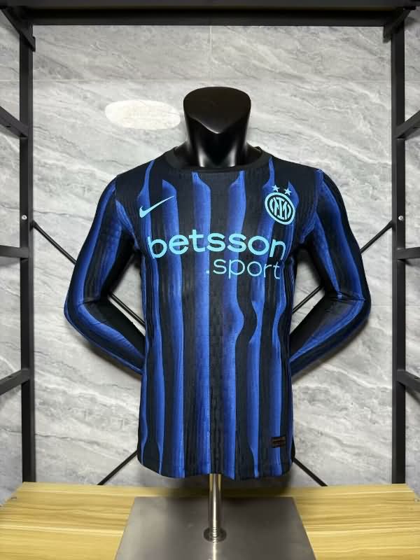 AAA(Thailand) Inter Milan 25/26 Home Long Sleeve Soccer Jersey (Player)