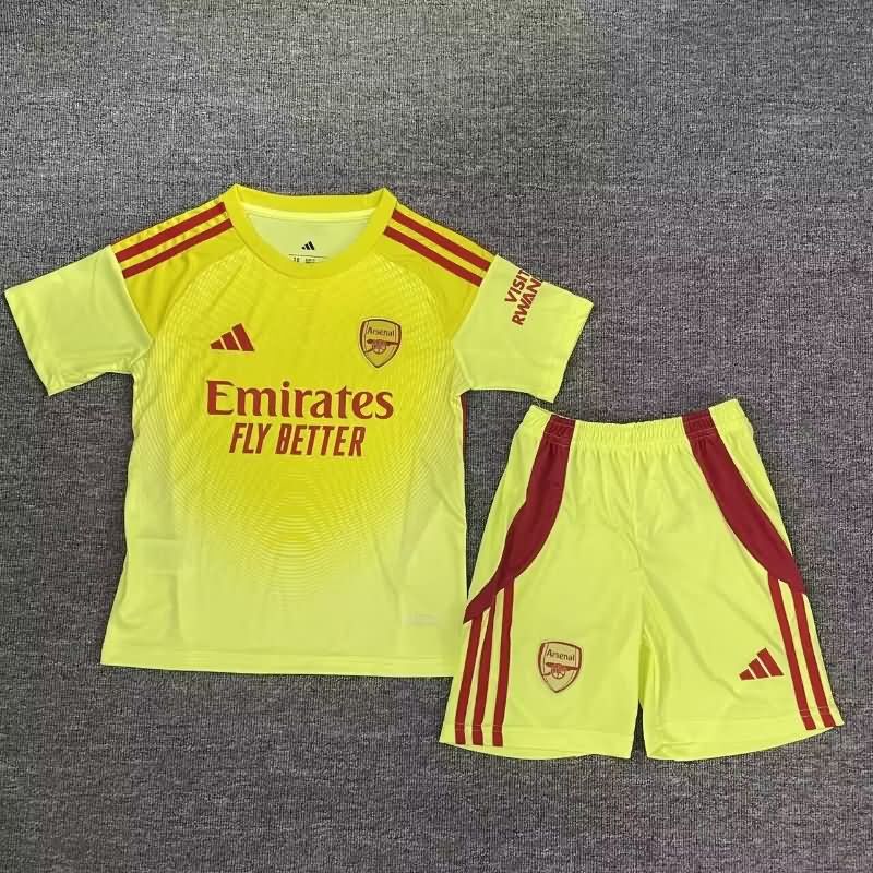 Arsenal 25/26 Kids Goalkeeper Yellow Soccer Jersey And Shorts