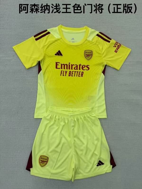 Arsenal 25/26 Kids Goalkeeper Yellow Soccer Jersey And Shorts Leaked