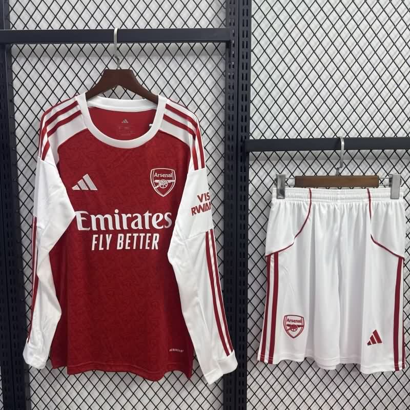 Arsenal 25/26 Kids Home Long Sleeve Soccer Jersey And Shorts