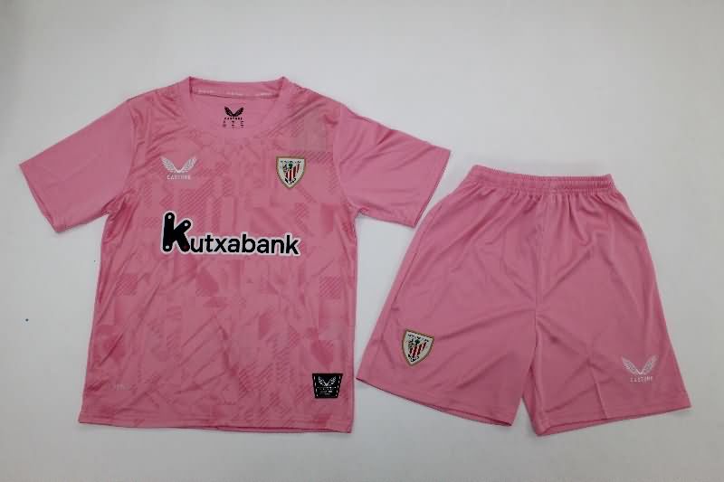 Athletic Bilbao 25/26 Kids Goalkeeper Pink Soccer Jersey And Shorts