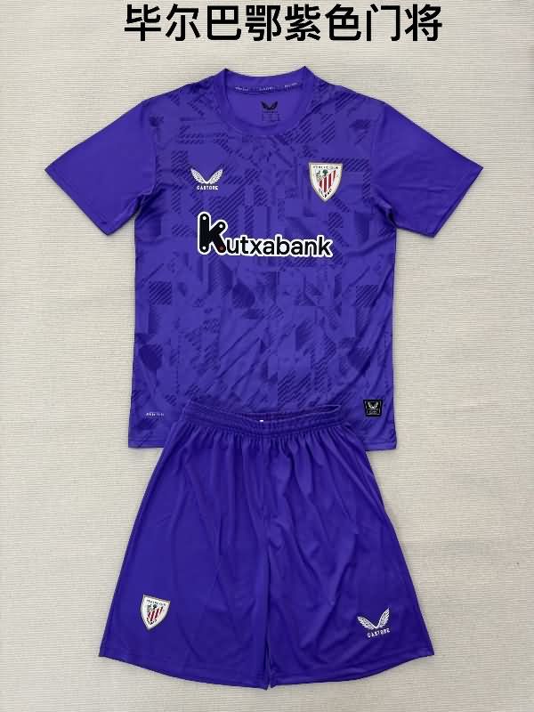 Athletic Bilbao 25/26 Kids Goalkeeper Purple Soccer Jersey And Shorts