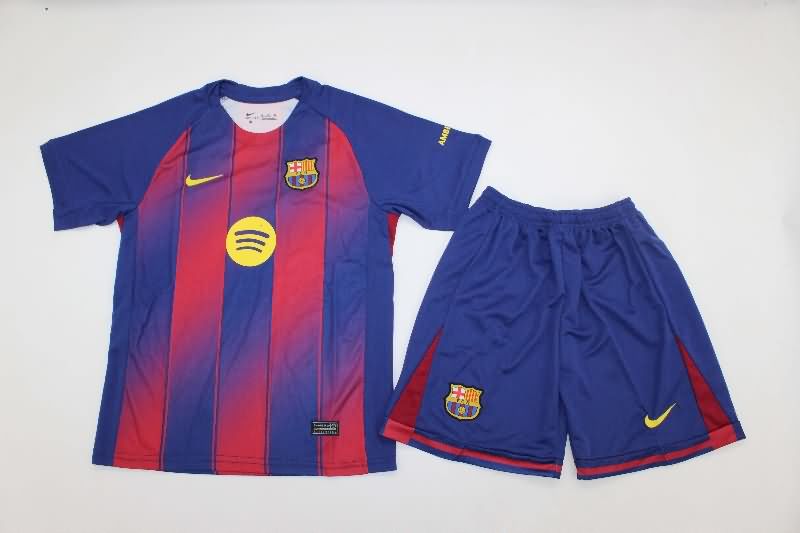 Barcelona 25/26 Kids Home Soccer Jersey And Shorts
