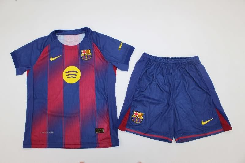 Barcelona 25/26 Kids Home Soccer Jersey And Shorts (Player)