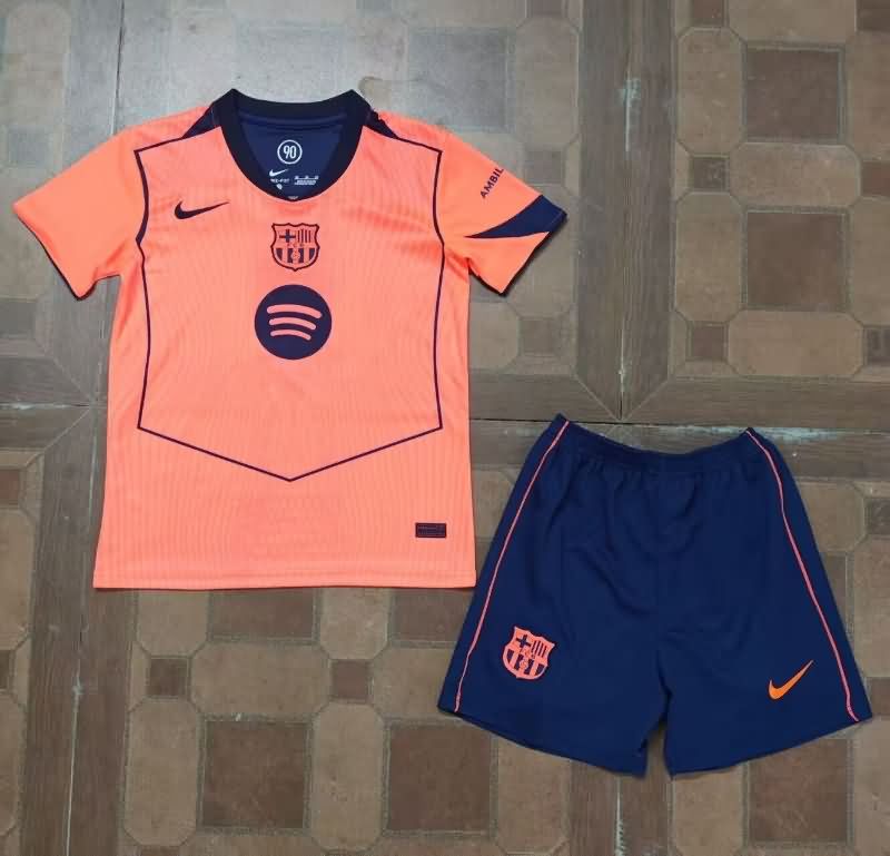 Barcelona 25/26 Kids Third Soccer Jersey And Shorts Leaked