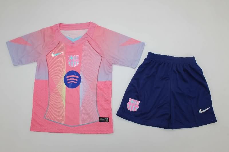 Barcelona 25/26 Kids Training Soccer Jersey And Shorts 02
