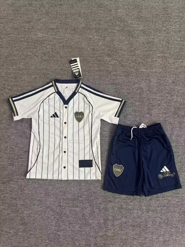 Boca Juniors 25/26 Kids Travel White Soccer Jersey And Shorts