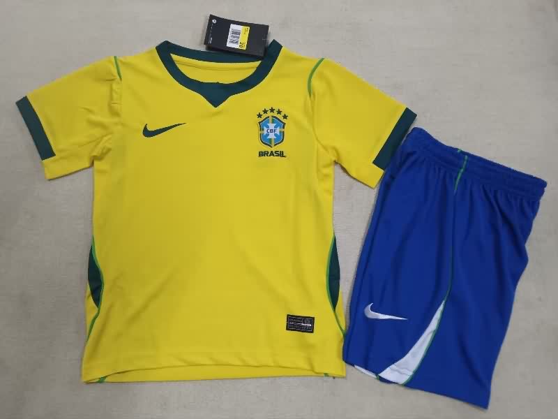 Brazil 2026 Kids Home Soccer Jersey And Shorts