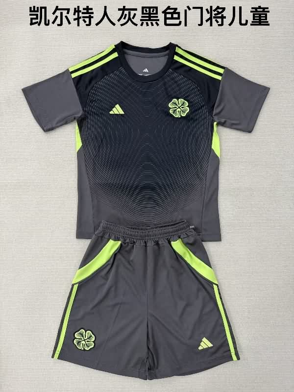 Celtic 25/26 Kids Goalkeeper Black Soccer Jersey And Shorts