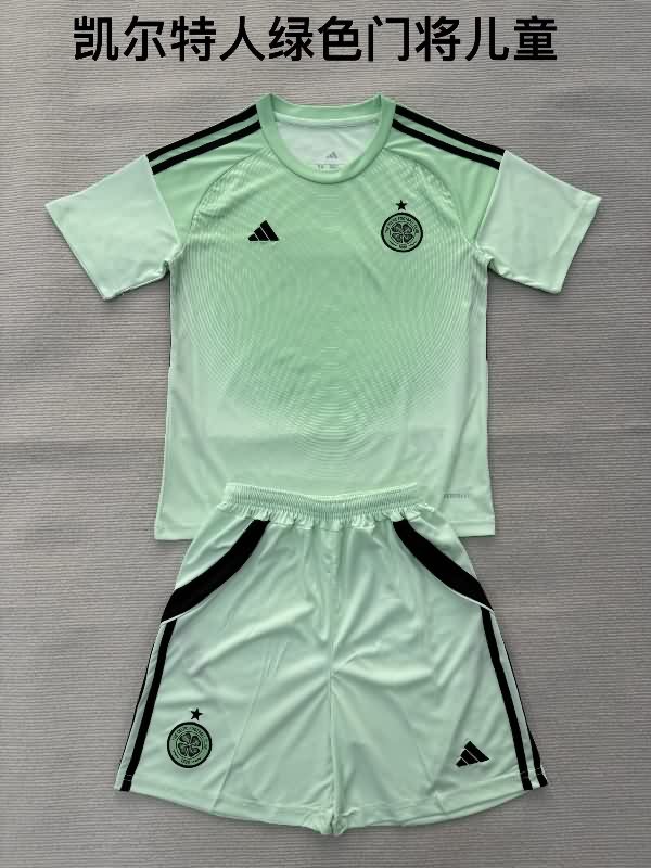 Celtic 25/26 Kids Goalkeeper Green Soccer Jersey And Shorts