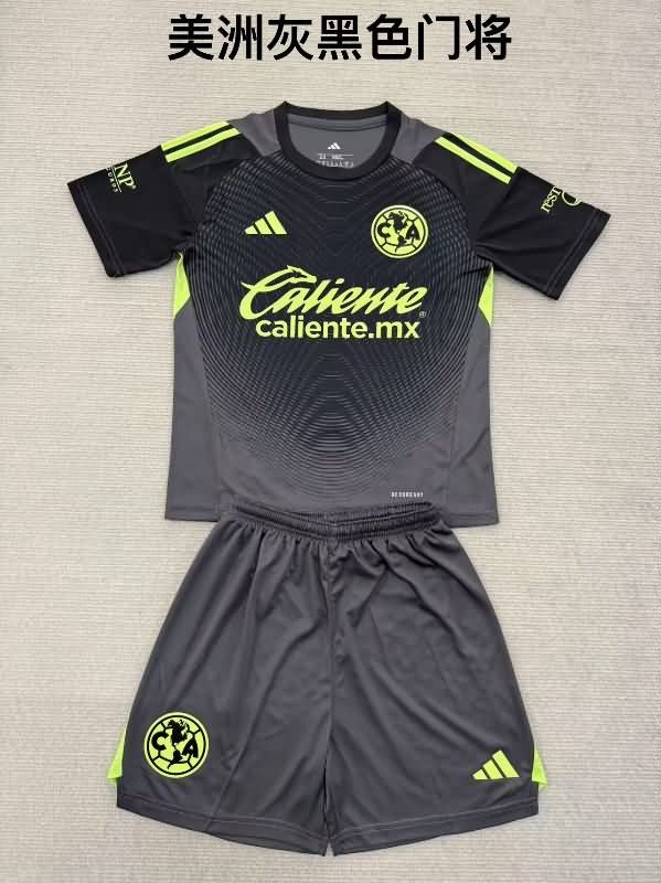 Club America 25/26 Kids Goalkeeper Black Soccer Jersey And Shorts