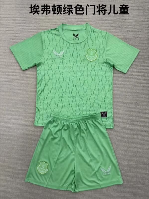 Everton 25/26 Kids Goalkeeper Green Soccer Jersey And Shorts