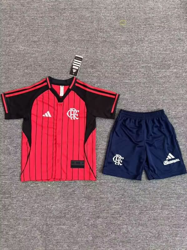 Flamengo 2025 Kids Travel Soccer Jersey And Shorts