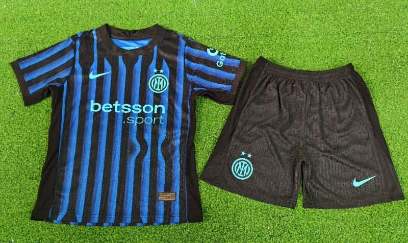 Inter Milan 25/26 Kids Home Soccer Jersey And Shorts (Player)
