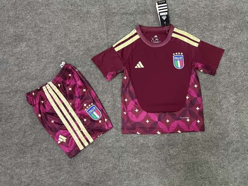 Italy 2026 Kids Goalkeeper Red Soccer Jersey And Shorts
